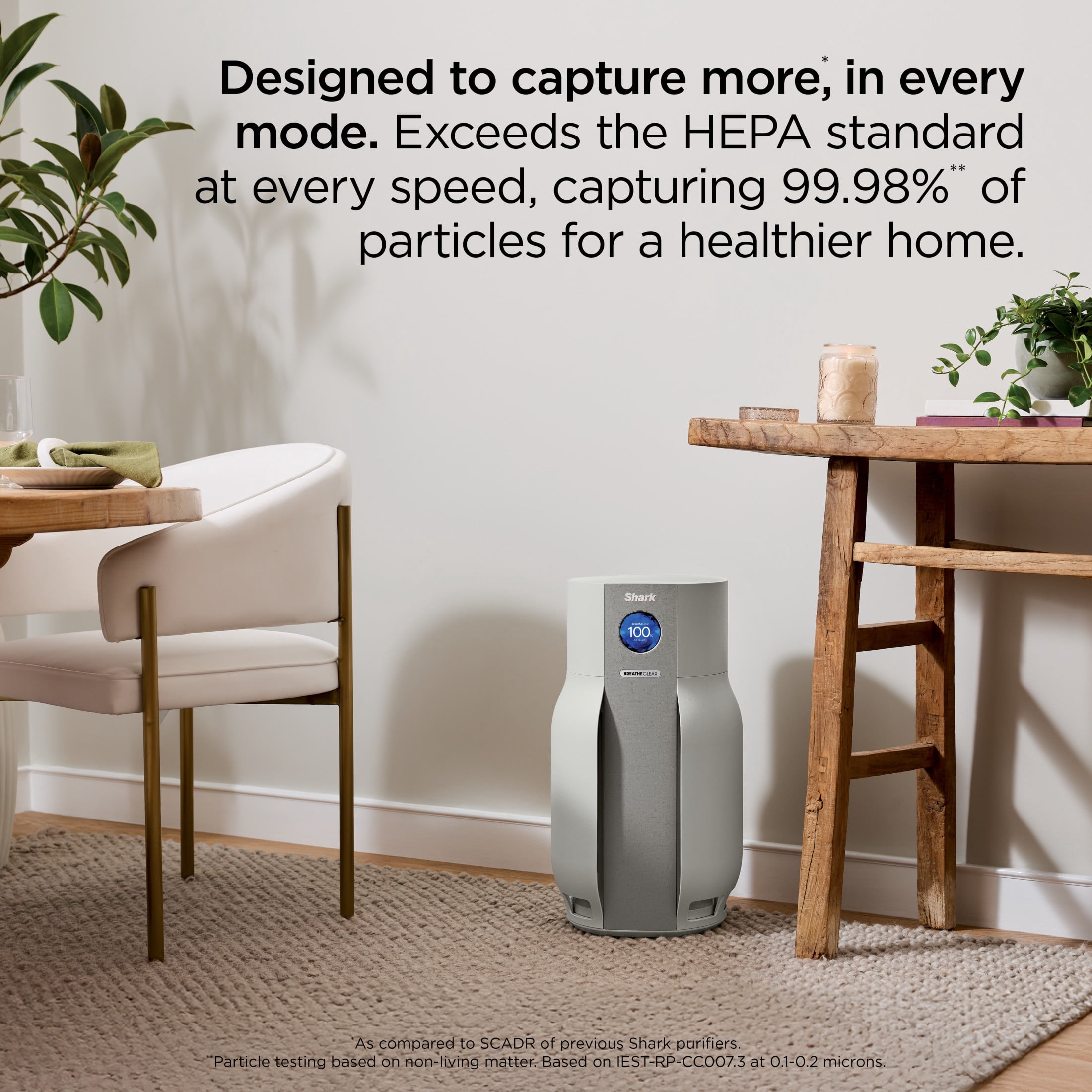 Shark BreatheClear MAX with NeverChange Air Purifier, 1,650 Sq. Ft., HEPA-Exceeding in Every Mode for Dust, Dander, Allergens, Smoke, VOCs and More, Zero Filter Changes, HP362 Dove