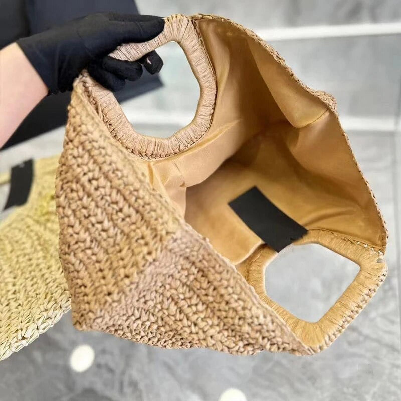 HLSOHJP Summer Woven Straw Bag Moon Large Capacity Purse and Handbag For Women Beach Basket Bags Fashion Travel Shoulder Shopper Totes