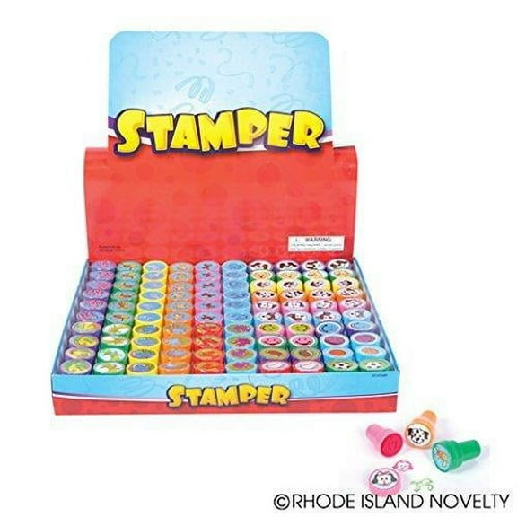 Fun Express 100 Kids Stampers - Assorted Stamps for Kids - Bulk Stamps - Carnival Prizes
