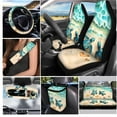 thumbnail image 3 of XYZCANDO Beach Turtle Print Car Seat Cover Steering Wheel Cover Seat Belt Cover Keychain Lipstick Cover Center Mirror Cover Car Trash Can Coasters Easy Installation Suitable for Cars, 3 of 5
