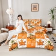 thumbnail image 4 of Homewish Teens Autumn Botanical Pumpkin Full Size Comforter Sets 3-Piece,Geometric Plaid Bedding Comforter Set,Orange Polka Dots Lightweight Bedding Sets,Luxury Bedroom Decor,Reversible, 4 of 8