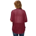 thumbnail image 4 of Made by Johnny Women's Short Sleeve Open-Front Batwing Cardigan XXL BURGUNDY_BLACK, 4 of 6