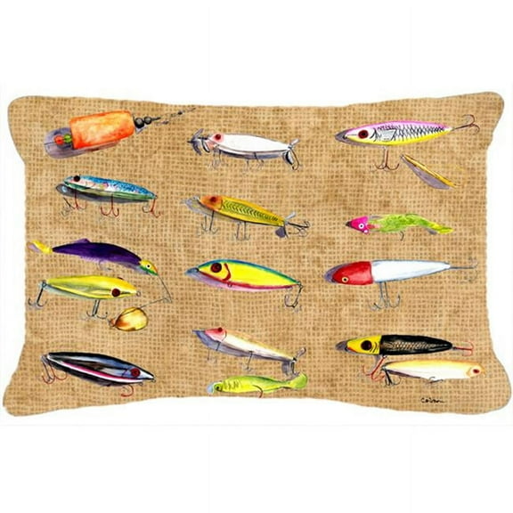 12 x 16 In. Fishing Lures Indoor & Outdoor Fabric Decorative Pillow