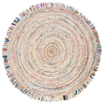SAFAVIEH Cape Cod Victoria Braided Area Rug, 8' x 8' Round, Ivory/Light Beige