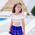 thumbnail image 2 of 3 Pieces Sling Girls Swimsuit Off Shoulder Ruffle Beach Swimsuit Summer, 2 of 4