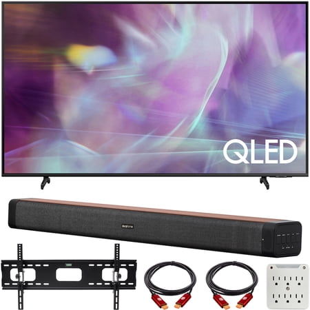 Samsung QN43Q60AAFXZA 43 Inch QLED Q60A 4K Smart TV 2021 Bundle with Deco Home 60W 2.0 Channel Soundbar, 37"-100" TV Wall Mount Bracket Bundle and 6-Outlet Surge Adapter