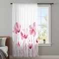 thumbnail image 4 of Pink Flowers Sheer Curtains 45 Inches Long, Vintage White Floral Plant Herb Botanical Light Filering Curtains, Breathable Simi Curtain Privacy Drapes for Kitchen Bathroom Small Window Treatment, 4 of 9