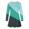 thumbnail image 5 of Robes d'Automne pour Femmes Col Rond Bloc de Couleur Robe à Manches Longues Décontractée Ample Tunique Évasée Mini Robes, 5 of 5