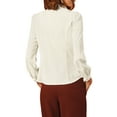 thumbnail image 3 of MODA NOVA Junior's Peter Pan Collar Self Tie Neck Puff  Sleeve Shirt White L, 3 of 5