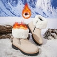 thumbnail image 6 of Lovzfmll Winter Boots for Women, Plus Size Faux Fur Ankle Low Heel Winter, Low Heel Round Toe Snow Booties Warm Casual Beige Boots, 6 of 9