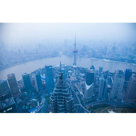 China, Shanghai. Urban Overview Showing Poor Air Quality Print Wall Art By Jaynes