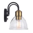 thumbnail image 4 of Globe Electric Brown 16" 2-Light Matte Black Vanity Light with Antique Brass Socket and Clear Glass Shades, 91004391, 4 of 8