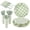 green, variant on 175 Pcs Blue Gingham Party Supplies, Checkered Paper Plates, Cups, Cutlery, and Napkins Set for 25 Guests, Disposable Dinnerware for Wedding, Birthday, Picnic