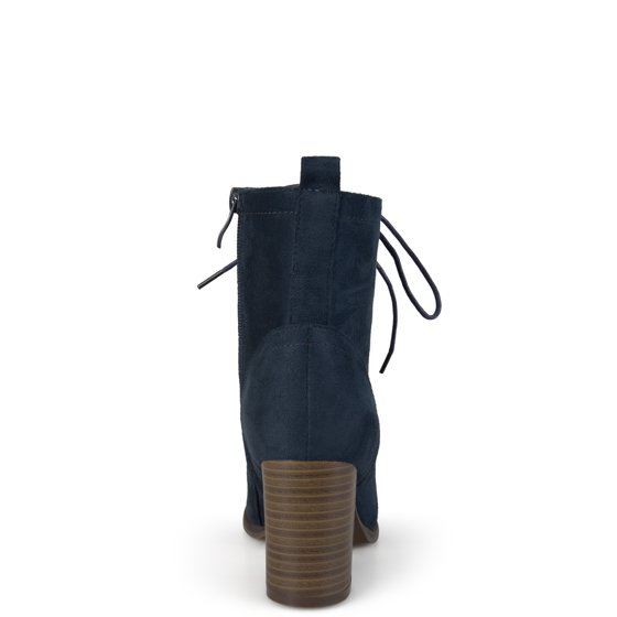 lace up stacked heel booties