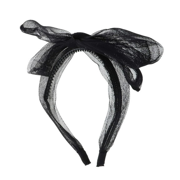 Motique Accessories Big Wide Bow Fancy Headband Stretchy Mesh - Black
