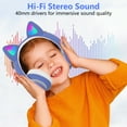 thumbnail image 2 of Rirool Cat Ear Bluetooth Headphones for Kids Girls - Wireless Headset w/Mic, 94dB Volume Limit, LED Lights, Foldable, for School/Travel Blue, 2 of 10