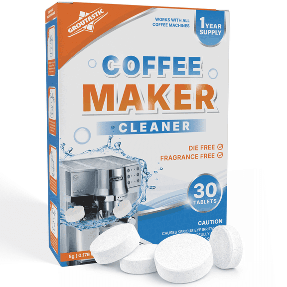 Groutastic Coffee Machine Cleaner Tablets, Descaler for Espresso Machines & Coffee Makers, 30 Count