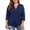 Dark Blue#9527, variant on CONZONE Womens Summer T-Shirts Plus Size 3/4 Sleeve T Shirts for Women Casual V Neck Solid Color Lightweight Tees Soft Cozy Dailywear