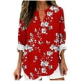thumbnail image 2 of Bxsruta Blouse for Women, Women' Casual Comfortable Printed Blouse V-Necked Blouse 3/4 Sleeve Tops, 2 of 5