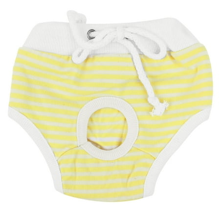 Xs Reversible Unisex Pants - Unique Bargains Yellow White Stripes Print Drawstring Closure Pet Poodle Waist Diaper Pants XS