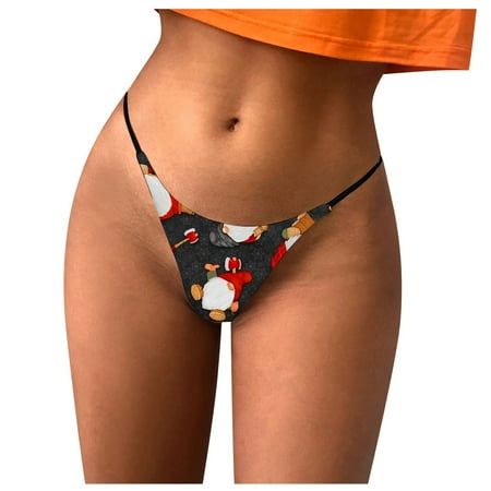 

Qcmgmg Women s Breathable Christmas Soft Panties Thong G-String Stretch Low Rise Underwear
