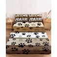 thumbnail image 2 of Twin XL Size Fitted Sheet Set - Brown Beige Farmhouse 2 Piece Bedding Sets 16" Deep Pocket Fitted Sheet with 1 Pillowcases, Black Dog Paw Vintage Wooden Brushed Microfiber Hotel Luxury Bed Sheets, 2 of 9