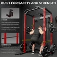 thumbnail image 5 of Mikolo Power Rack Cage with LAT Pulldown System,1200 lbs Capacity Power Rack with 800 lbs Capacity Weight Bench and 1500 lbs Capacity Barbell Combo (260 Red), 5 of 18