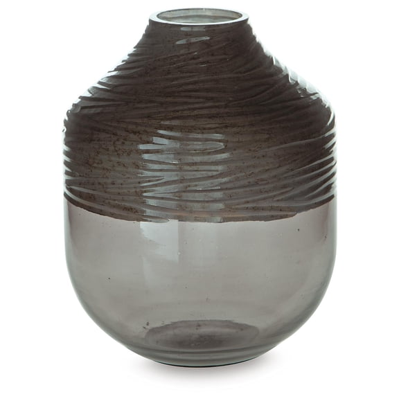 Signature Design by Ashley Harpwick 10.13" Glass Vase, Iridescent Gray Finish