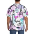thumbnail image 5 of Cauagu Eiffel Tower and Hearts Men's Short Sleeve Button Down Hawaiian Shirt for Men Bowling Shirts Casual Summer Beach Shirt,Small, 5 of 6