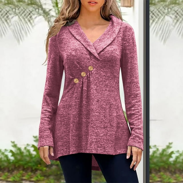 Hauts Grande Taille pour Femmes, Col en V Décontracté, Manches Longues, Blouse Ample
