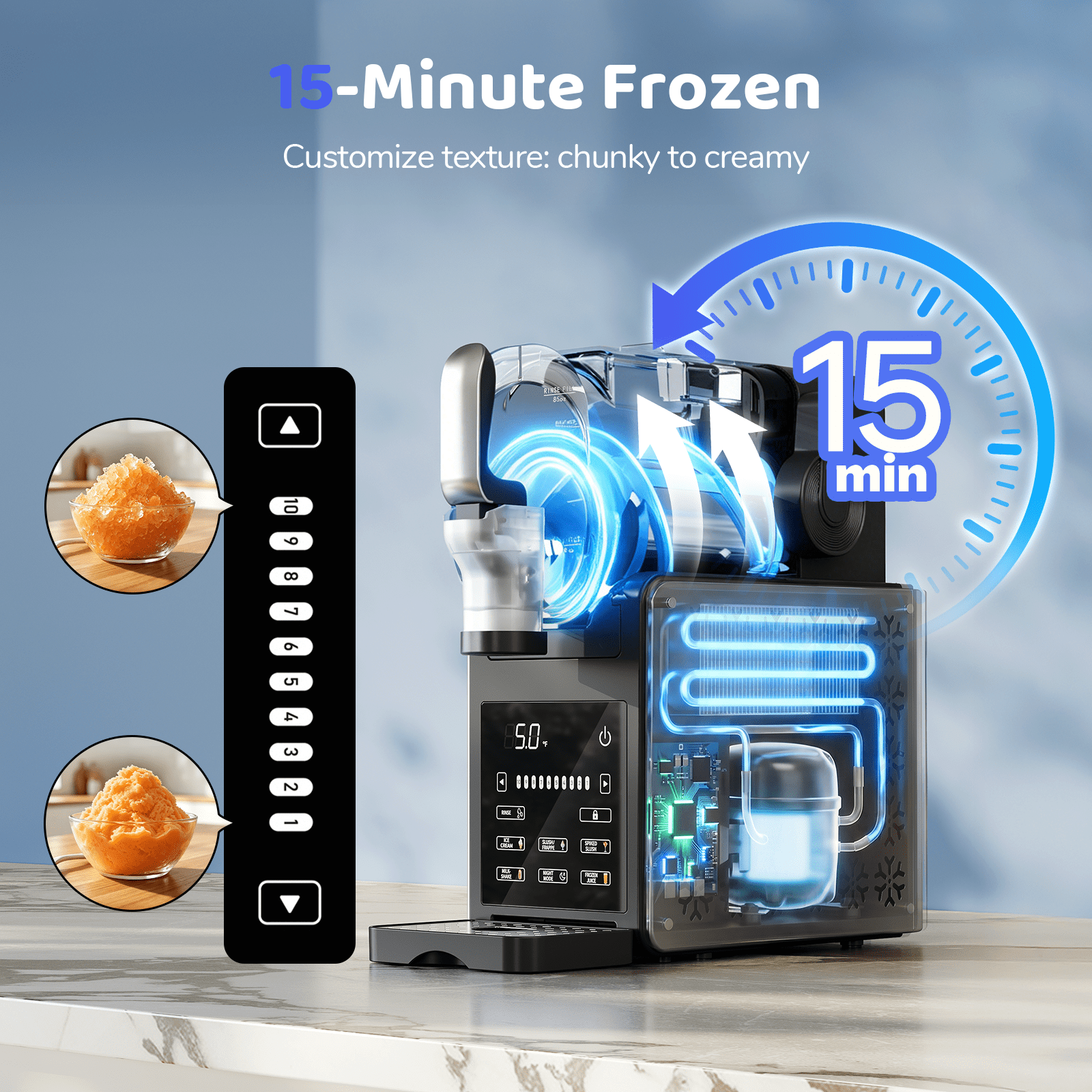 1.9L Slushie Machine & Soft Serve Ice Cream Maker with Rapid Freezing,8-in-1 85Oz Frozen Drink Machine, Slushie Maker, Margarita Machine for Home
