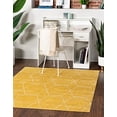 thumbnail image 2 of Unique Loom 3151628 4 x 4 ft. Geometric Trellis Frieze Square Rug, Yellow, 2 of 15