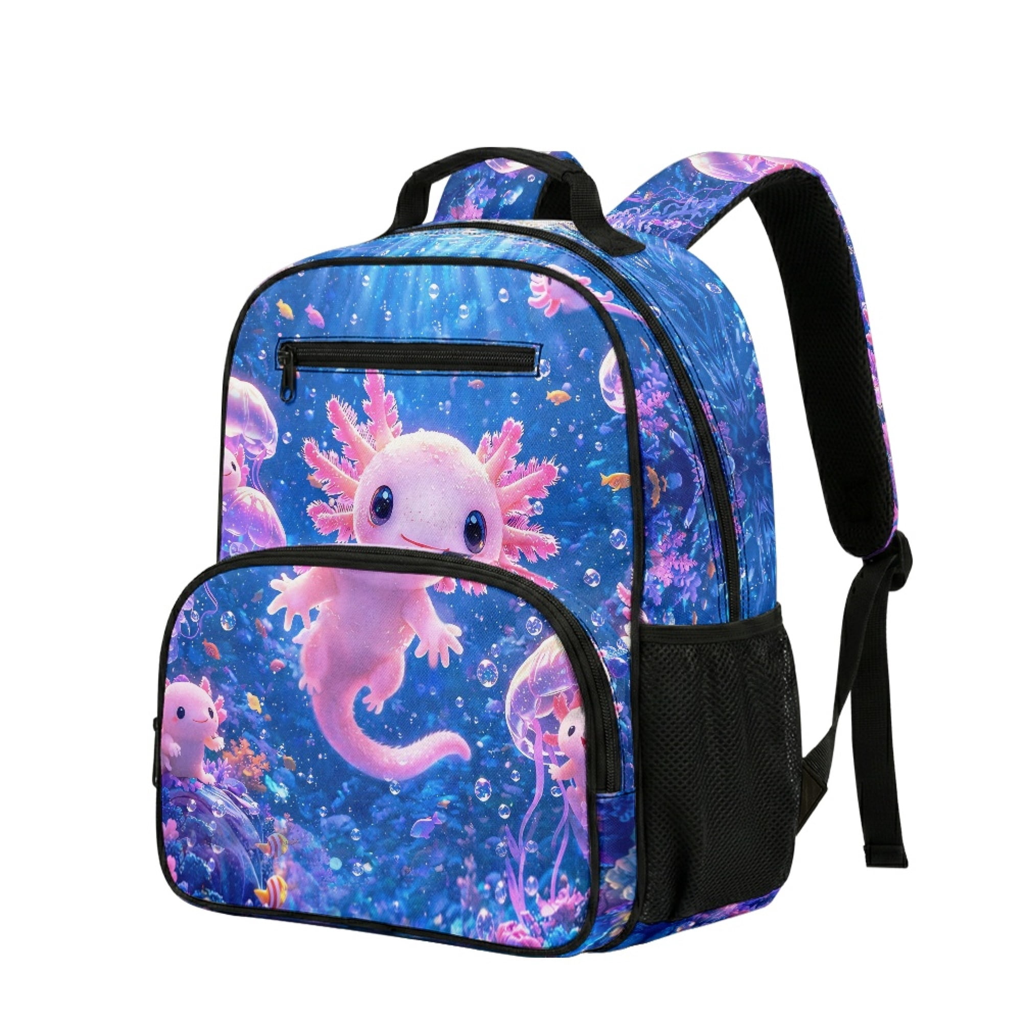 Chririnla Axolotl Underwater Theme Toddler Backpack for Boys, Polyester Fabric Lightweight Preschool Toddler Backpack for Travel Kindergarten