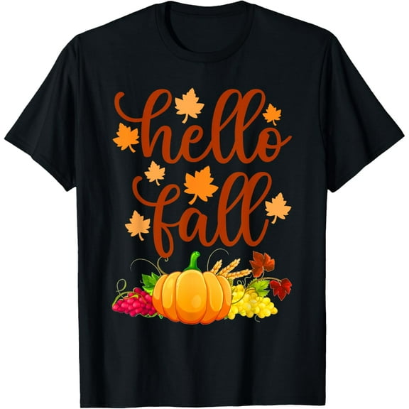 Hello Fall, autumn colors leaves, Pumpkins and fall vibes Funny Creative Graphic T-Shirt
