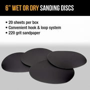 Dura-Gold Premium 6 Wet or Dry Sanding Discs - 220 Grit (Box of 20) - High-Performance Sandpaper Discs with Hook & Loop Backing, Fast Cutting Silicon Carbide - Color Sanding Sander, Car Polishing