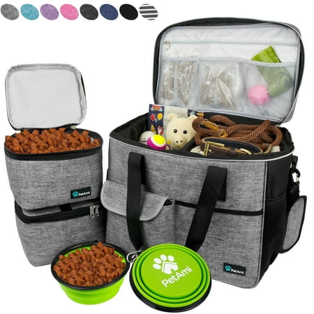 UPC: 0819594027535 | PetAmi Dog Travel Bag  Travel Pet Bag Organizer  Dog Food Travel Bag with Food Container and Bowls  Dog Travel Supplies Gift Accessories for Weekend Camping  Dog Cat Diaper Bag (Grey  Large)