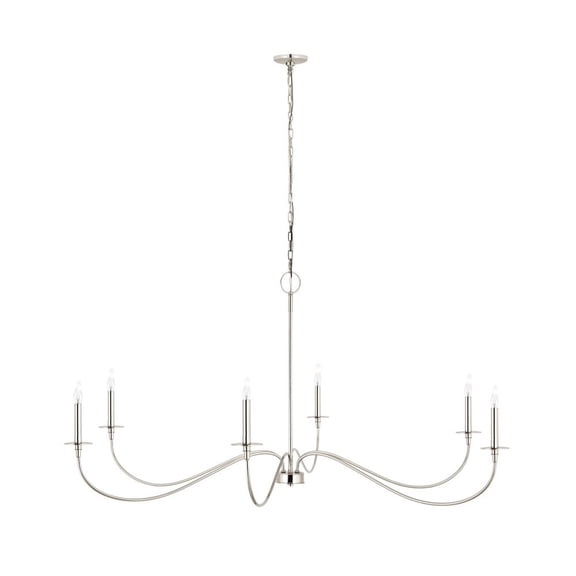 2301-63PN-Z-Lite-Arrington - 6 Light Chandelier-Polished Nickel Finish    -Traditional Installation