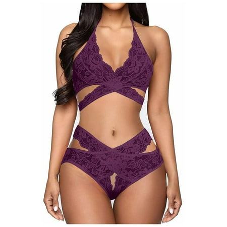 

NECHOLOGY Pajamas Lace Lingerie Neckband Underwear Fashion Ladies Stockings for Women Lingerie Underwear Purple X-Large