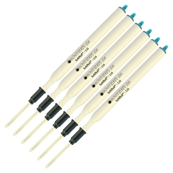 Lanier Combo Pack - 6 Pack - Monteverde Soft Roll Ballpoint L13 Paste Ink Refill Compatible with most Lamy Style Ballpoint Pens - Blue (Medium Tip 0.7mm)
