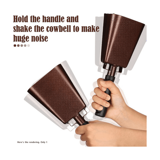 10 In Steel Cowbell/Noise Makers with Handles, Cheering Bell Sporting. Solid School Hand Bells,
