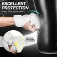 thumbnail image 4 of Flexzion MMA Gloves Fingerless Boxing Gloves for Men Women and Teen Youth, UFC Grappling Krav Maga Kickboxing Gloves for Training Punching Bag Muay Thai Hitting Mitts Cutoff Martial Art Gloves, White, 4 of 8