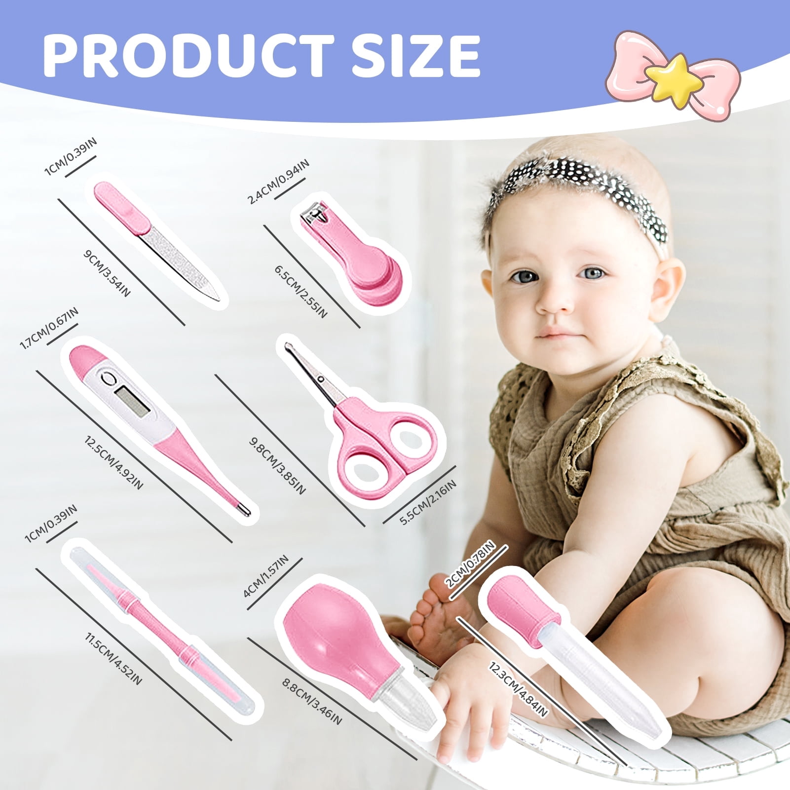 Dofurz 20 Pcs Baby Healthcare and Grooming Kit, Safety Newborn Nursery Baby Care Kit, with Hair Brush Comb, Nail Clipper, Thermometer, Newborn Essentials Girls Boys