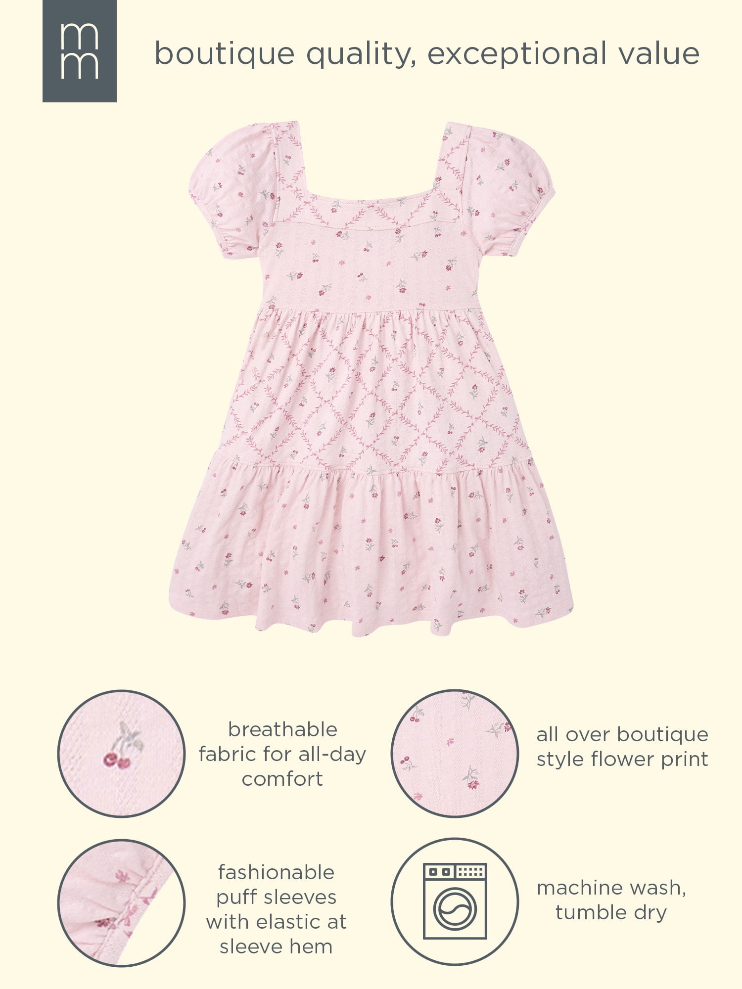 Modern Moments by Gerber Toddler Girl Tiered Dress, Sizes 12 Months - 5T