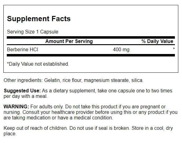 Swanson Berberine - Standardized 97% Berberine HCl- 400mg Each - 60 Capsules 2 Bottles