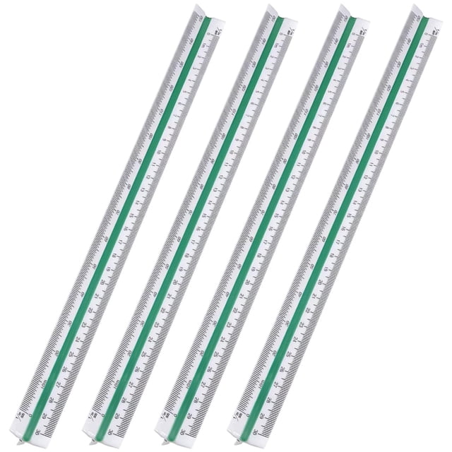Regla Escala Métrica AccuGraphMax 4Pzas Blanco 30cm 6 Escalas 1:100 1:200 1:250 1:300 1:400 1:500 Plástico Escala Alta.