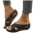thumbnail image 1 of Women's Wedge Platform Sandals Comfortable Slip On Backless Slide Beach Sandal Open Toe Non Slip Work Shoes Black Size 8.5, 1 of 5