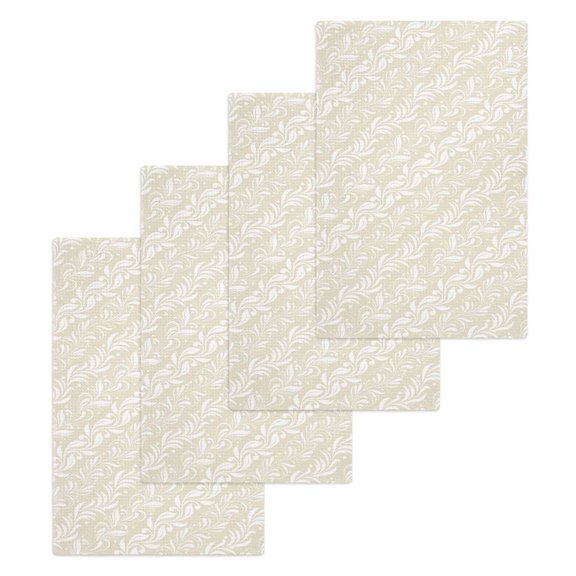 Spring Floral Kitchen Dish Towels for Drying Dishes Set of 4, Vintage Simple Flowers Pattern Beige Waffle Weave Microfiber Hand Tea Bathroom Towels Quick Dry & Absorbent Towel 15.7x23.6