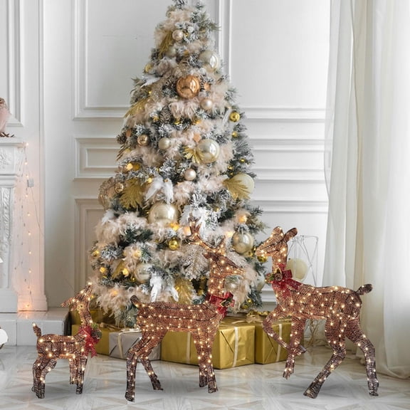 Renos Iluminados De Navidad Decoración Familiar Luces LED Para Vacaciones De Navidad Colco  Renos iluminados