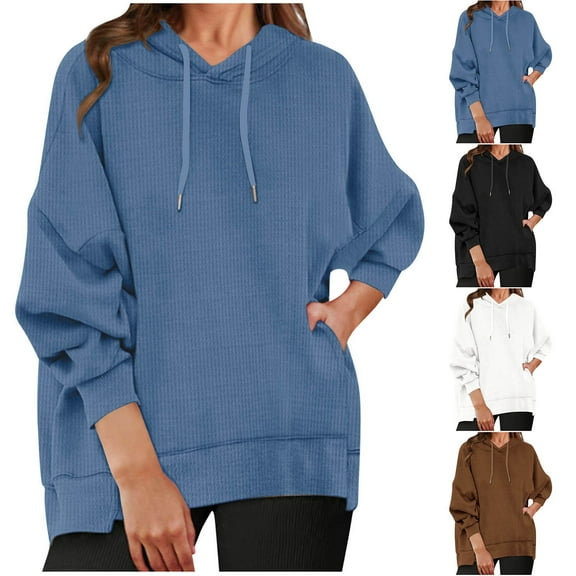Women's Oversized Hoodies Pullover Sweatshirt Long Sleeve Loose Fit Solid Color Casual Pocket Warm Fleece Winter Fashion Gift | CSEONE,Black XL