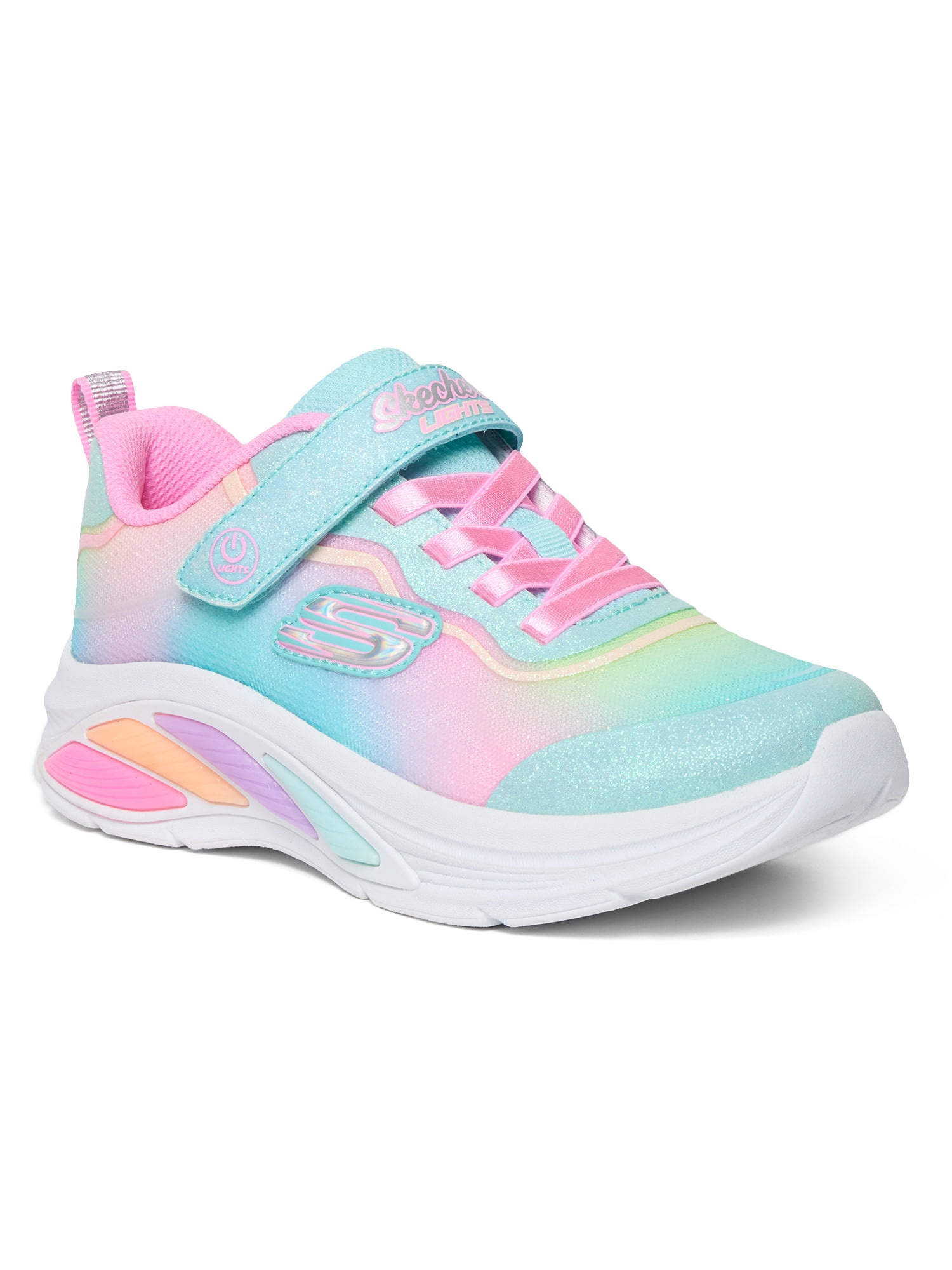 Skechers Girls Rainbow Flash-Light Up Velcro Strap Sneakers